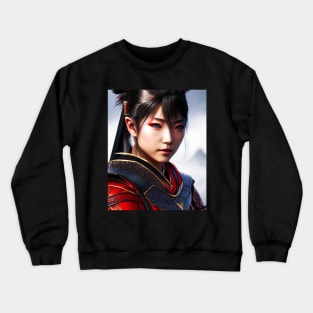 Female Samurai - Realistic Portrait Crewneck Sweatshirt